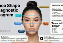 Diamond Face Hairstyles: Best Shapes & Silhouettes (2026) Diamond face shape on an East Asian woman, featuring prominent cheekbones and a narrow chin.