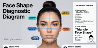 Triangle face shape on a Middle Eastern woman, featuring a narrower forehead and a distinctly wide jawline.