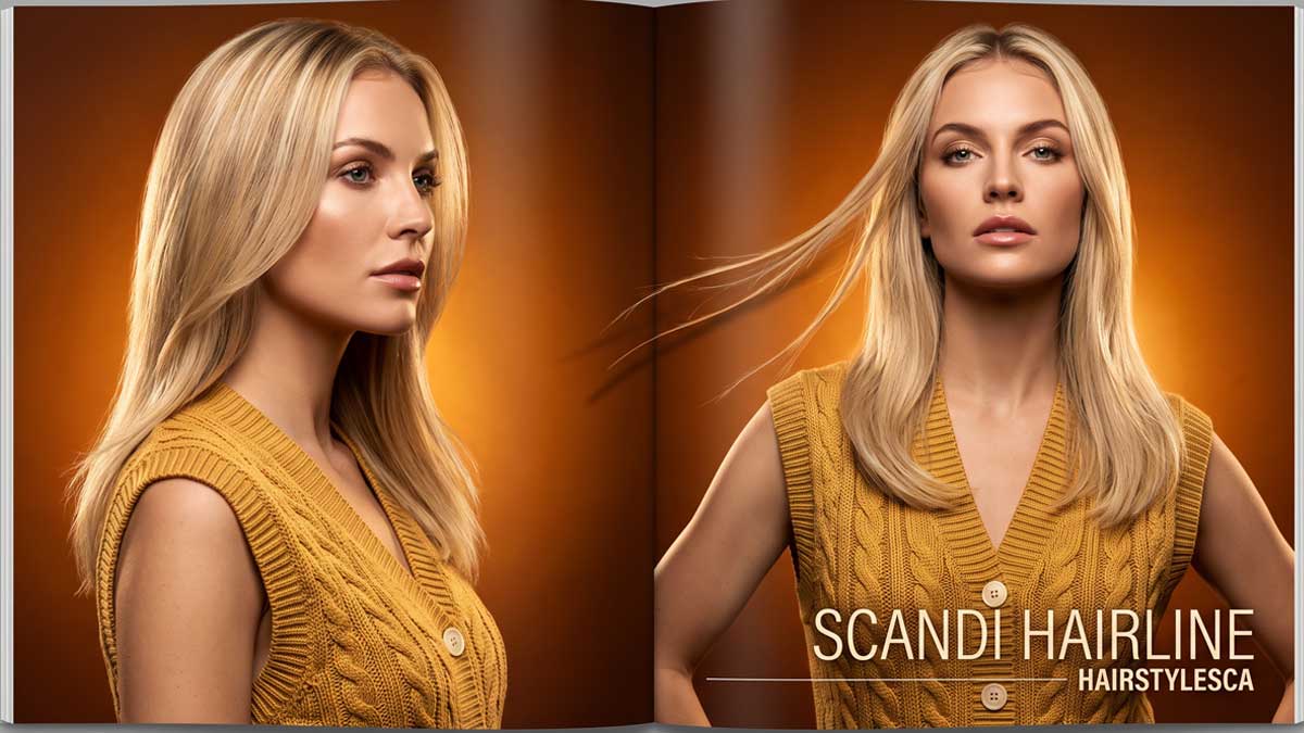 Gorgeous blonde woman showcasing the Scandi Hairline with a sun-kissed perimeter and flawless facial architecture